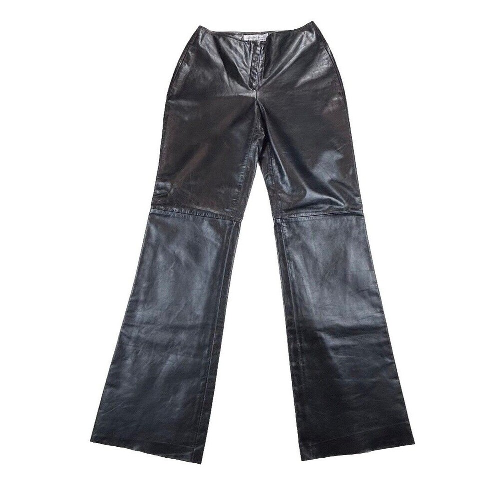 Sutton Studio Bloomingdales Leather Pants Womens 2 Raw Hem Black